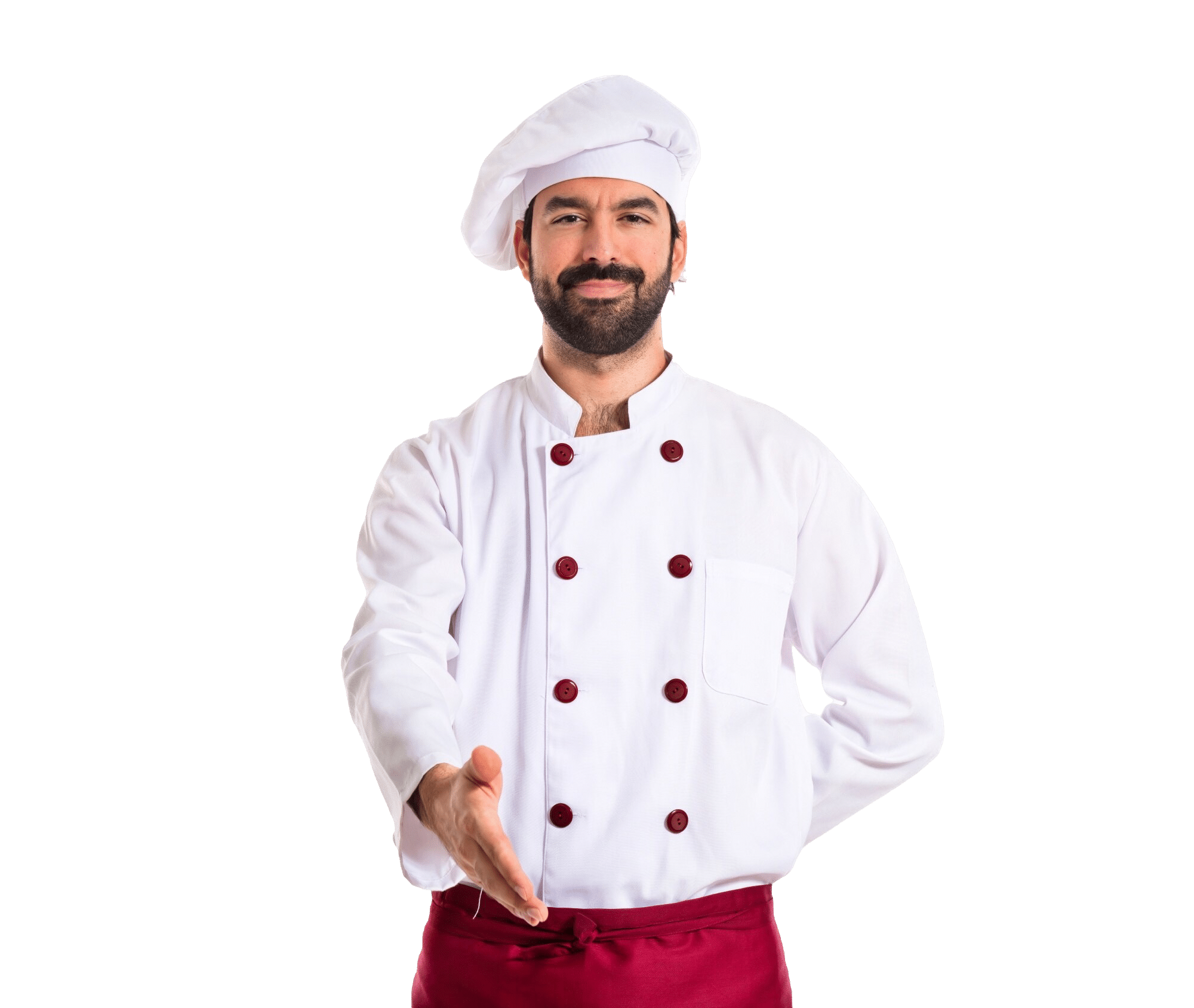 Chef making deal white background